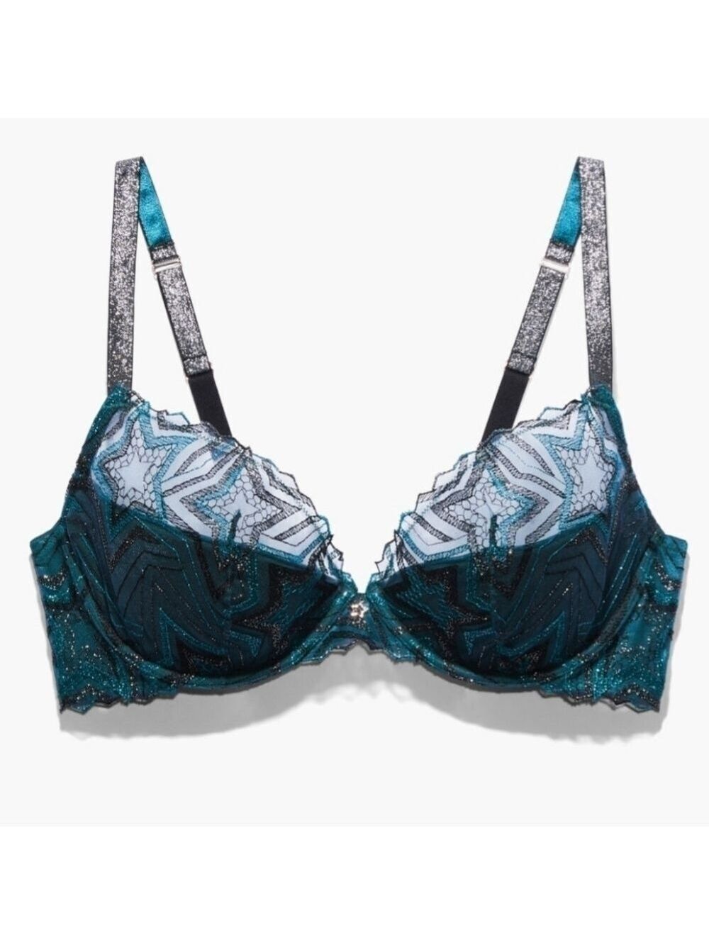 Savage X Fenty Wildflower Blue Starstruck Embroidery Bra Size 42DD New With Tags